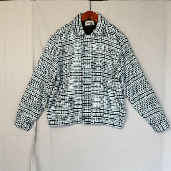 Bogey Boys Blue Black Ivory Sage Green Hounds Tooth Weekend Golf Jacket Size L - Picture 1 of 16